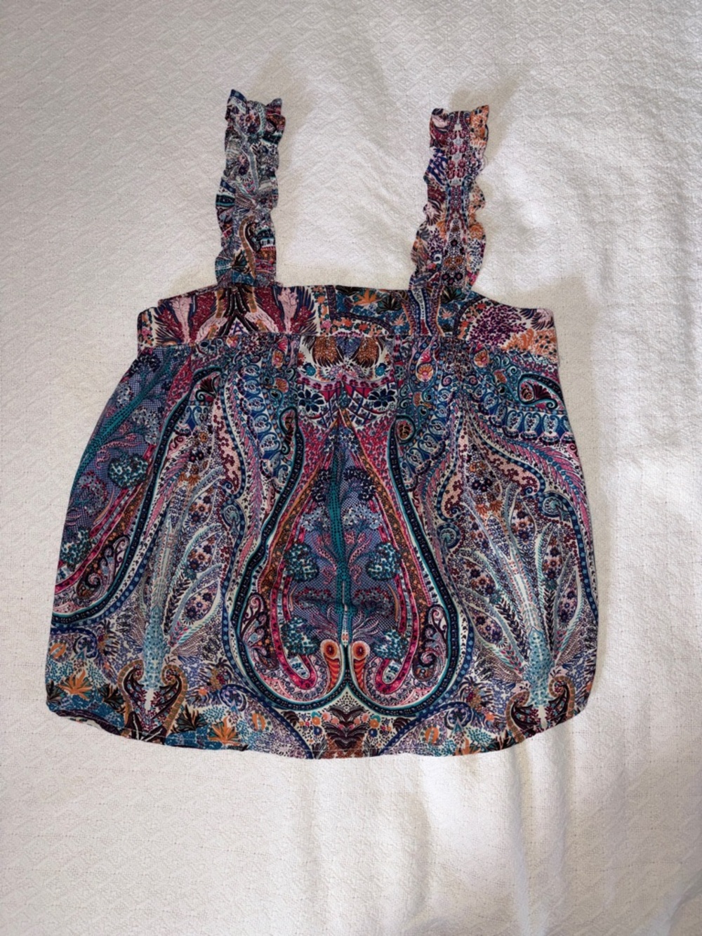 Dex Multicolor Paisley Ruffle Strap Blouse